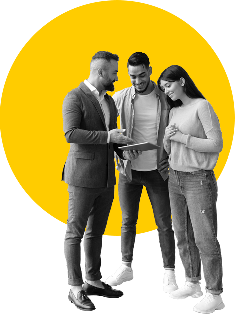 Real estate agent having a discussion with clients