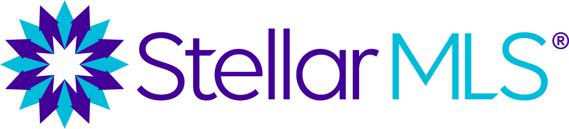 StellarMLS logo with blue and purple geometric starburst design