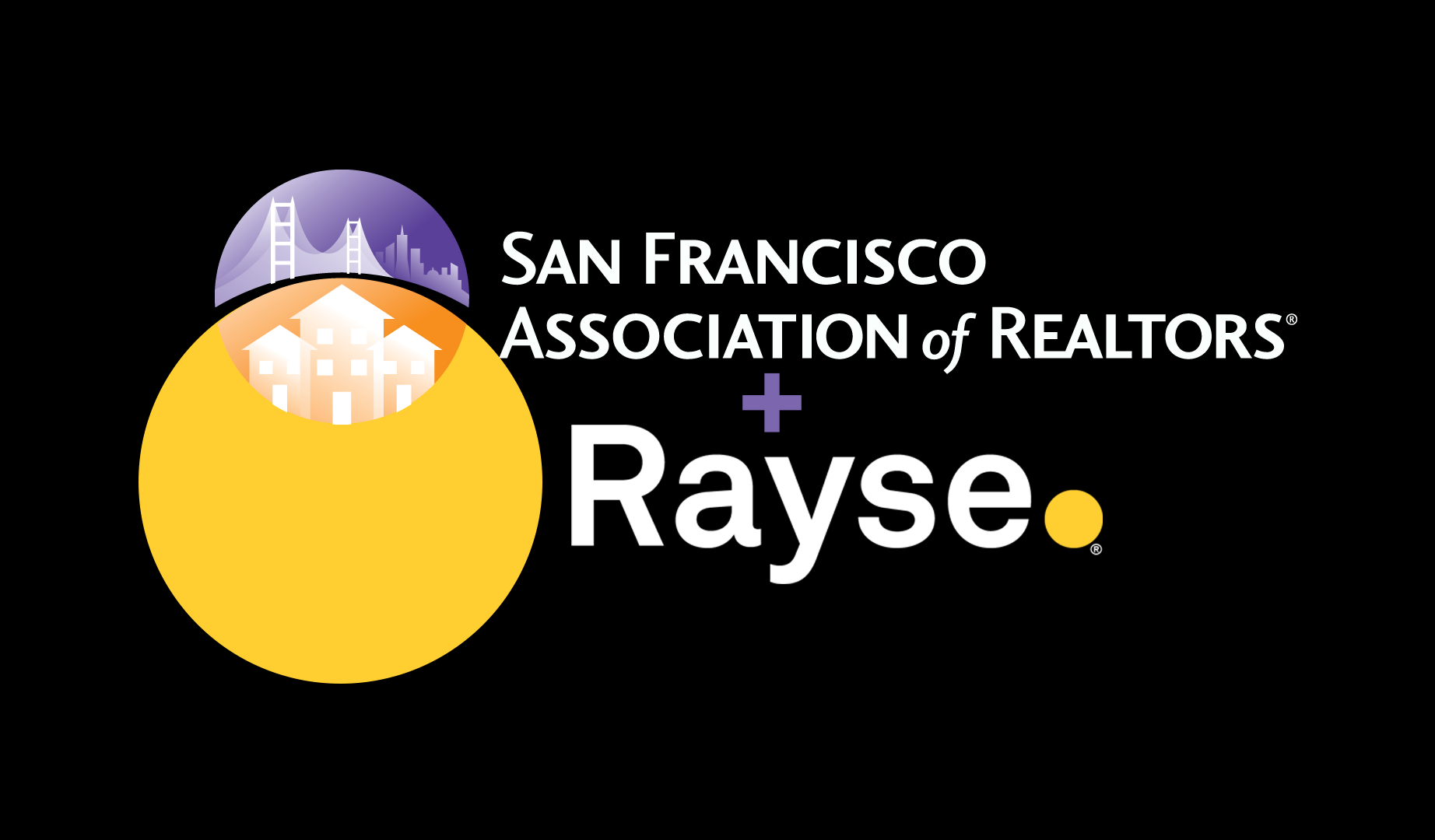 San Francisco Association of Realtors and Rayse logo, bridge and houses icons
