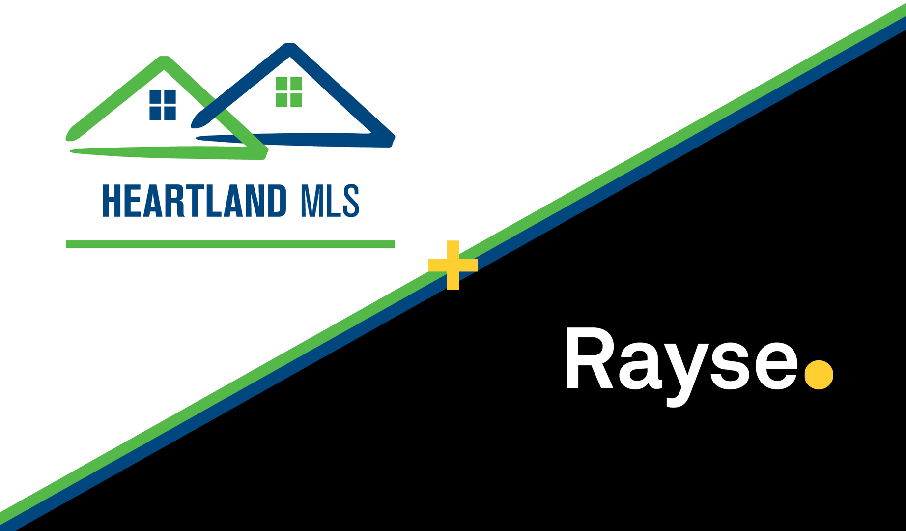 Heartland MLS logo with house graphic plus Rayse name on black background